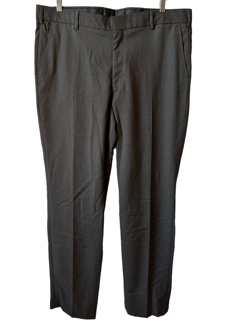 BERLE New Mens Dress Trouser Pants Dark Gray Size 38 Regular Minimalist Classic